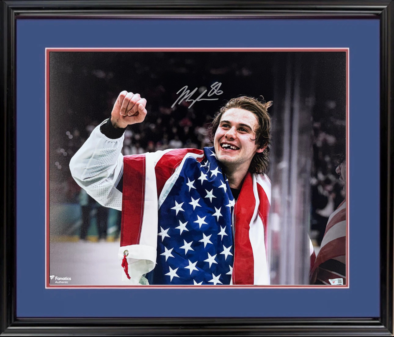 Jack Hughes Signed Team USA 16x20 Photo Framed Auto Fanatics COA NJ Devils