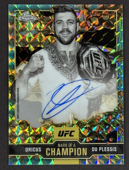 2025 Topps Chrome UFC Dricus Du Plessis Mark Of A Champion Aqua Auto #MOC-DD
