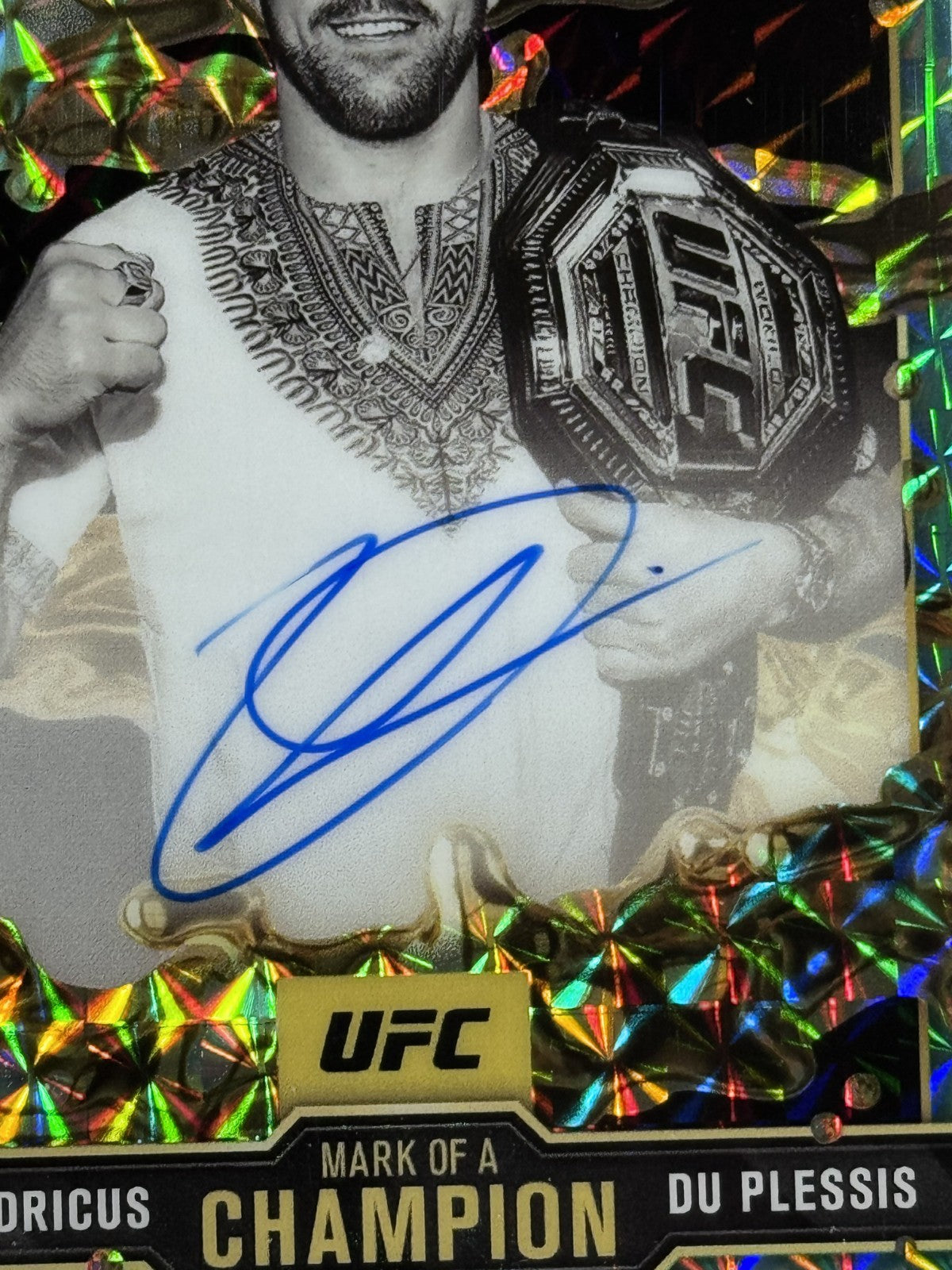 2025 Topps Chrome UFC Dricus Du Plessis Mark Of A Champion Aqua Auto #MOC-DD