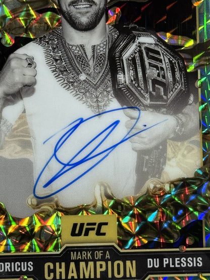 2025 Topps Chrome UFC Dricus Du Plessis Mark Of A Champion Aqua Auto #MOC-DD