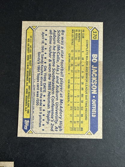 1987 Topps Future Stars Bo Jackson #170 Rookie Lot Of 5 Nm - Mint Rc