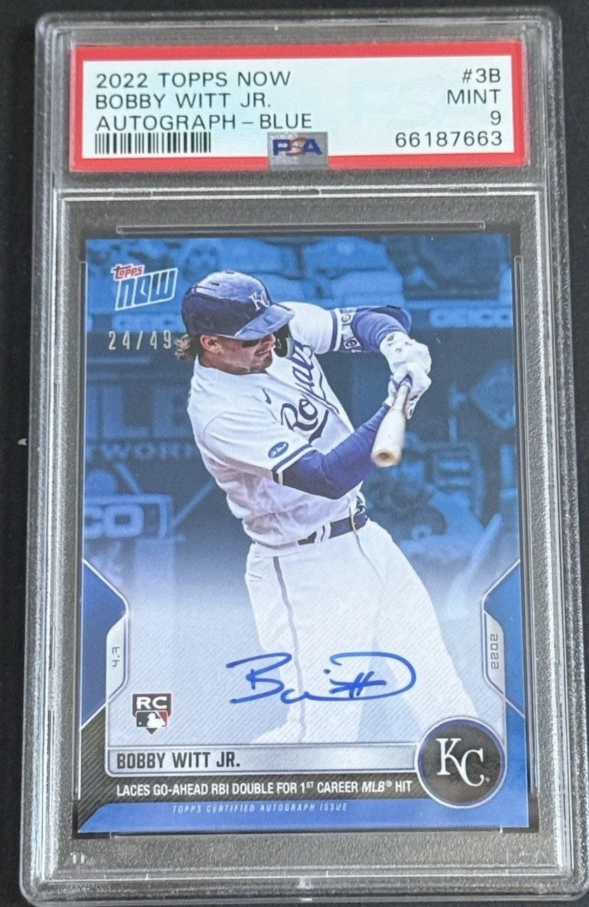 2022 Topps Now Bobby Witt Jr SIGNED Rookie 1st Hit Mlb Debut Mint Auto Psa 9 /49