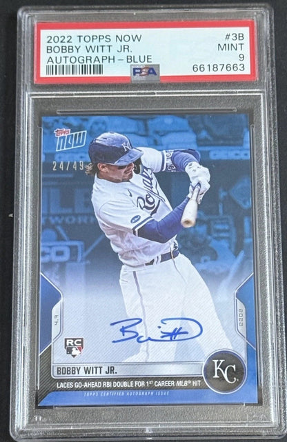 2022 Topps Now Bobby Witt Jr SIGNED Rookie 1st Hit Mlb Debut Mint Auto Psa 9 /49