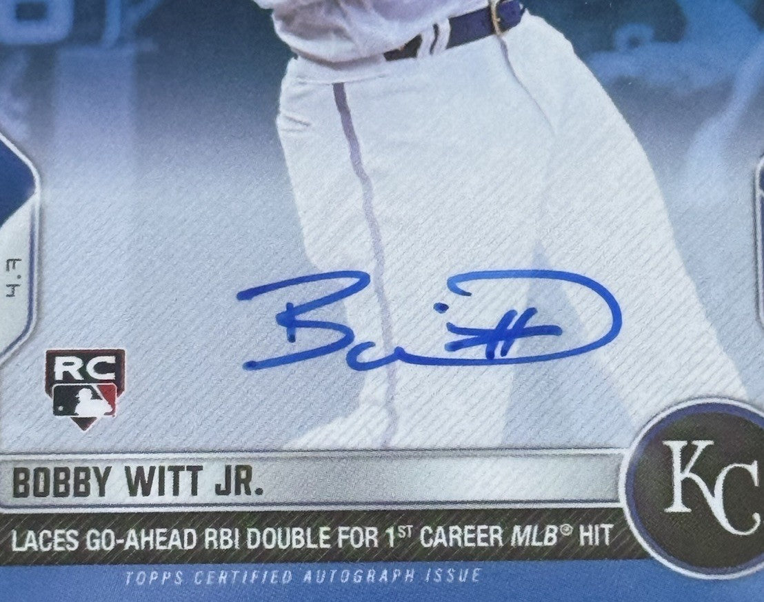 2022 Topps Now Bobby Witt Jr SIGNED Rookie 1st Hit Mlb Debut Mint Auto Psa 9 /49