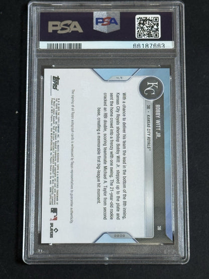 2022 Topps Now Bobby Witt Jr SIGNED Rookie 1st Hit Mlb Debut Mint Auto Psa 9 /49