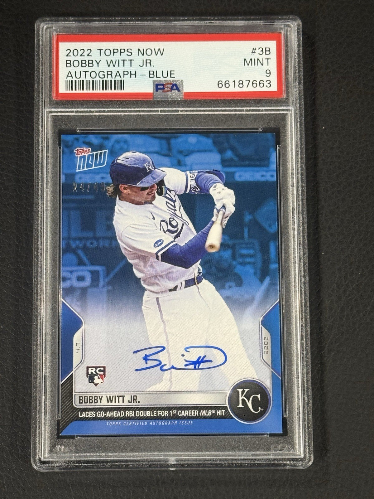 2022 Topps Now Bobby Witt Jr SIGNED Rookie 1st Hit Mlb Debut Mint Auto Psa 9 /49