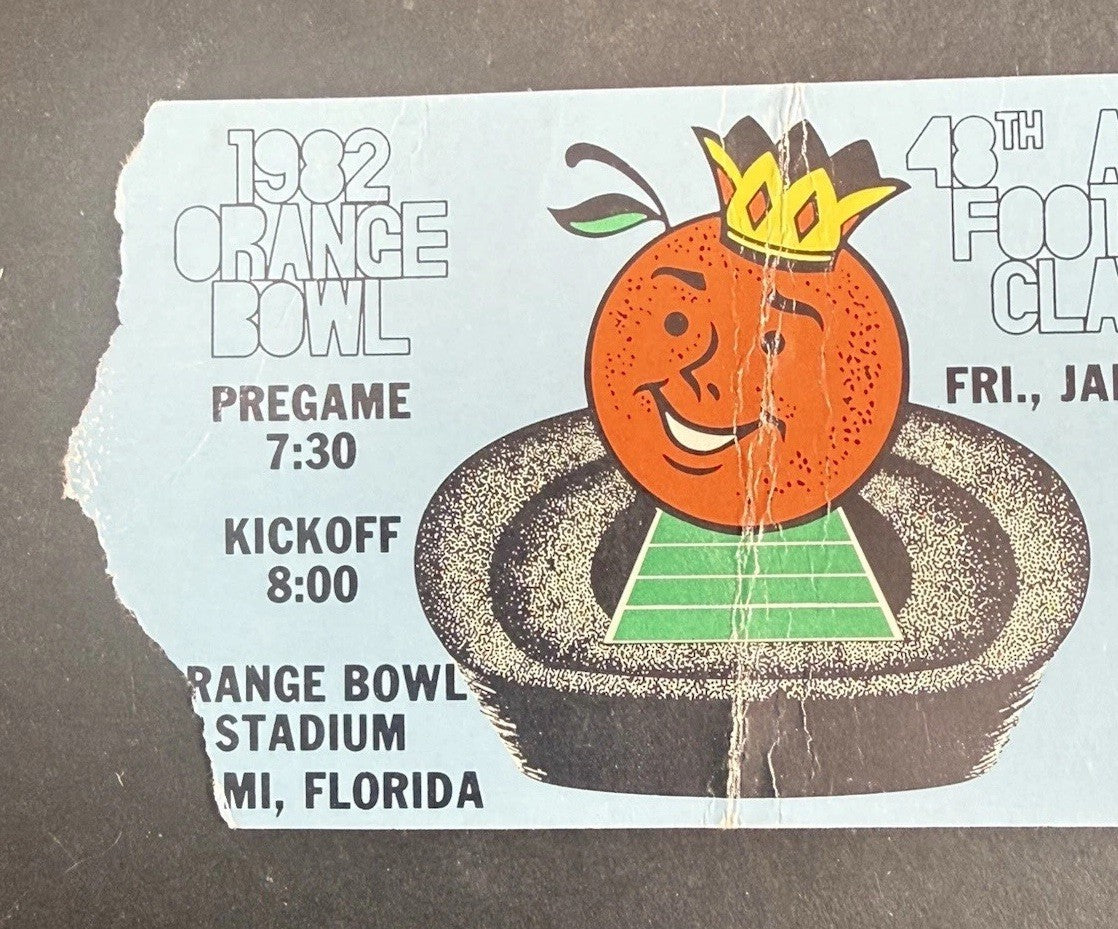 1982 ORANGE BOWL MIAMI CLEMSON TIGERS Win 1st Championship NEBRASKA  TICKET STUB