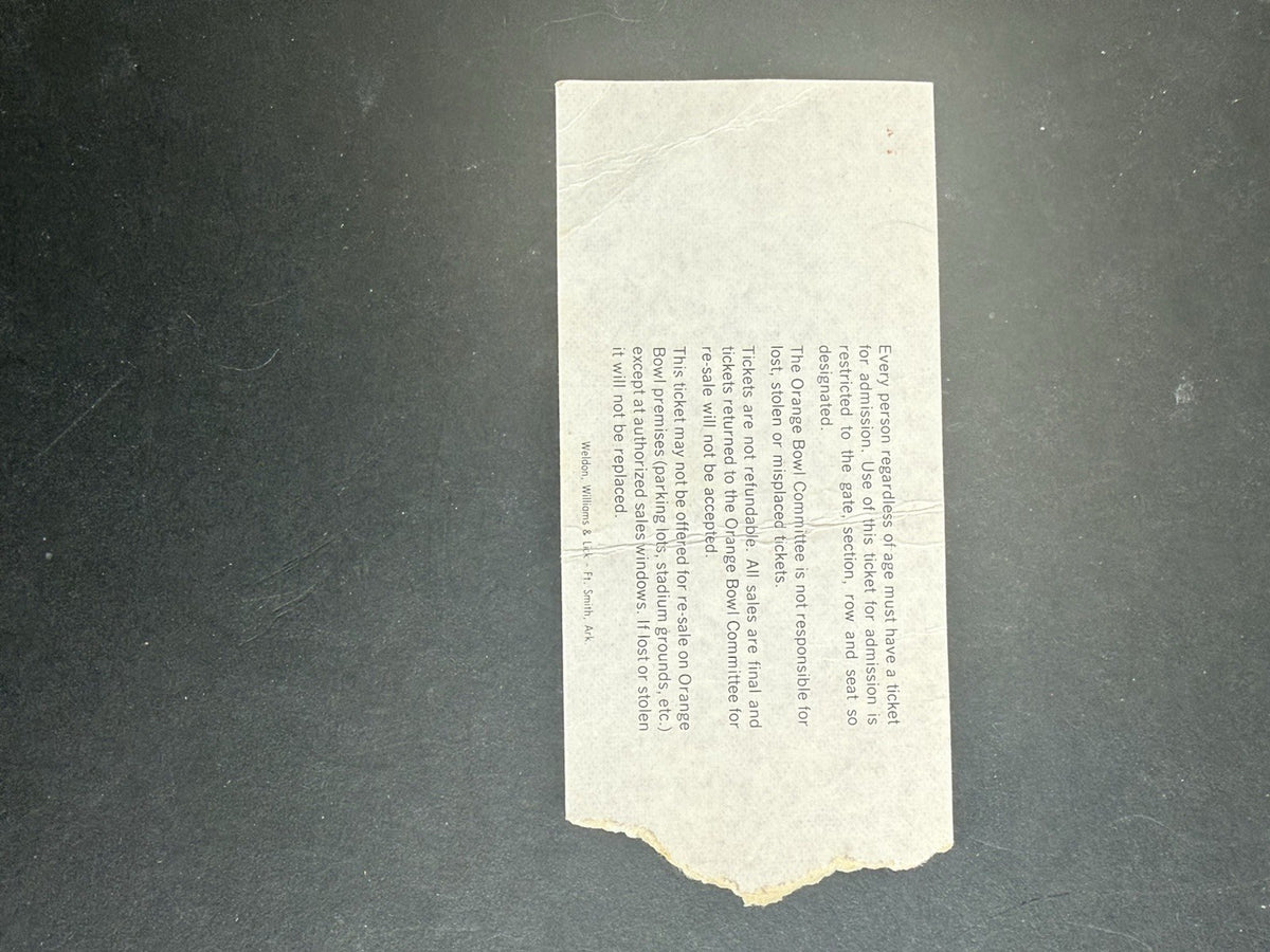 1982 ORANGE BOWL MIAMI CLEMSON TIGERS Win 1st Championship NEBRASKA  TICKET STUB