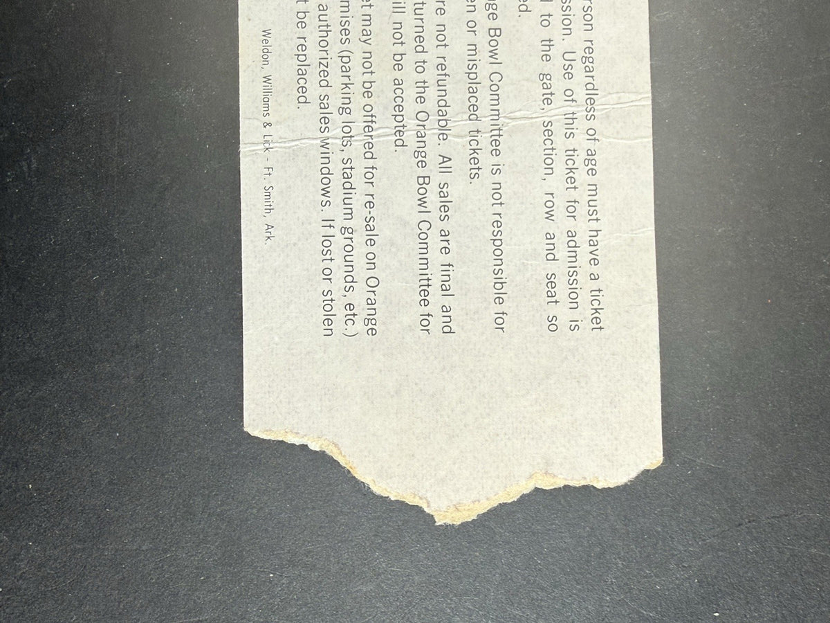 1982 ORANGE BOWL MIAMI CLEMSON TIGERS Win 1st Championship NEBRASKA  TICKET STUB