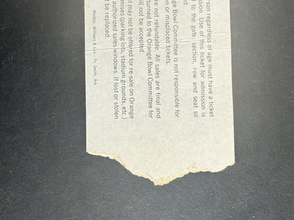 1982 ORANGE BOWL MIAMI CLEMSON TIGERS Win 1st Championship NEBRASKA  TICKET STUB