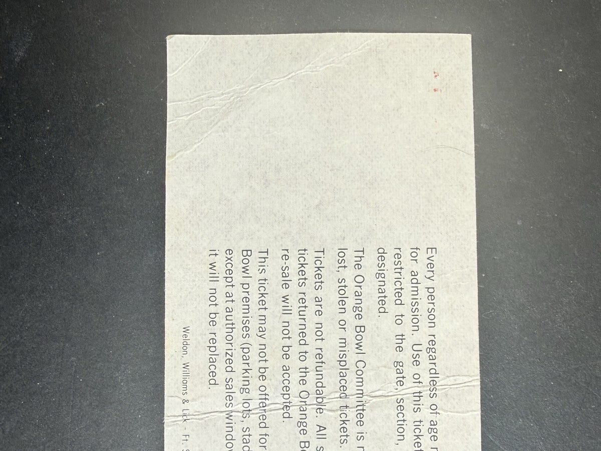 1982 ORANGE BOWL MIAMI CLEMSON TIGERS Win 1st Championship NEBRASKA  TICKET STUB