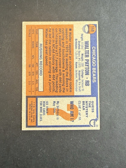 Topps 1976 Walter Payton #148 ROOKIE CARD Nice W/ Slight Paper Wrinkle HOF Bears