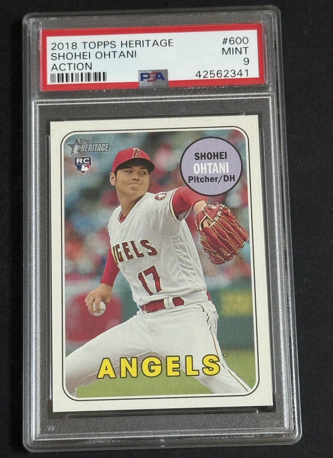 2018 Topps Heritage Shohei Ohtani rookie Action Variation #600 PSA 9 MINT Rc