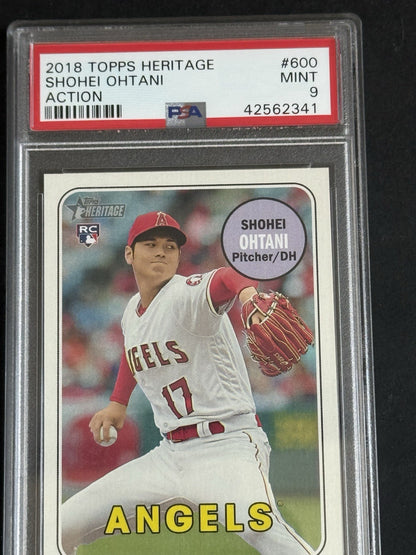 2018 Topps Heritage Shohei Ohtani rookie Action Variation #600 PSA 9 MINT Rc
