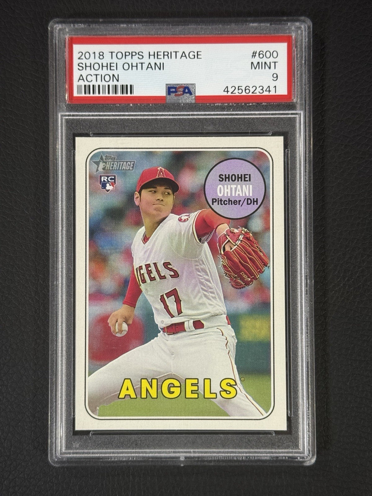 2018 Topps Heritage Shohei Ohtani rookie Action Variation #600 PSA 9 MINT Rc