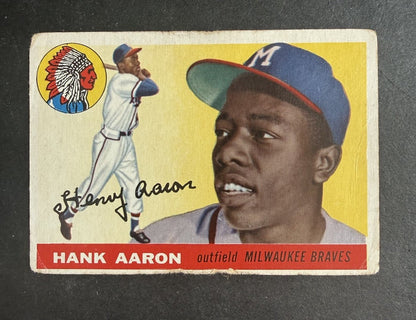 1955 Topps # 47 Hank Aaron Low Grade  wrinkle 2nd Year HOF Braves