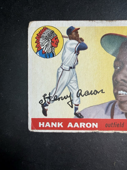 1955 Topps # 47 Hank Aaron Low Grade  wrinkle 2nd Year HOF Braves