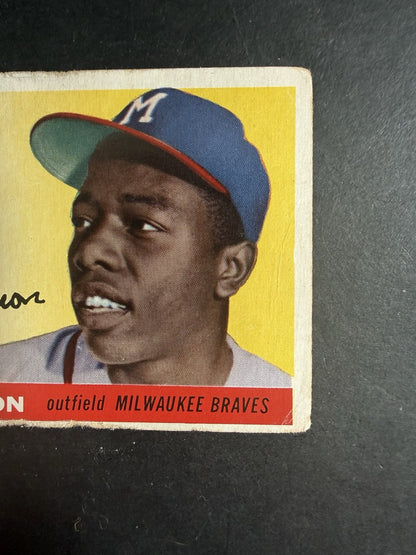 1955 Topps # 47 Hank Aaron Low Grade  wrinkle 2nd Year HOF Braves