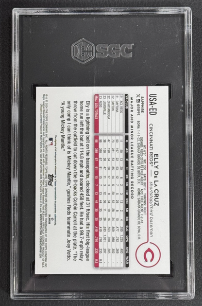 2024 Topps Chrome Elly De La Cruz Sapphire Gold Auto /35 SGC 10 Auto 10 Reds RC