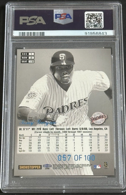 1998 Flair Legacy Row 2 Tony Gwynn /100 Tony Gwynn PSA MINT 9 Pop 2 None Higher