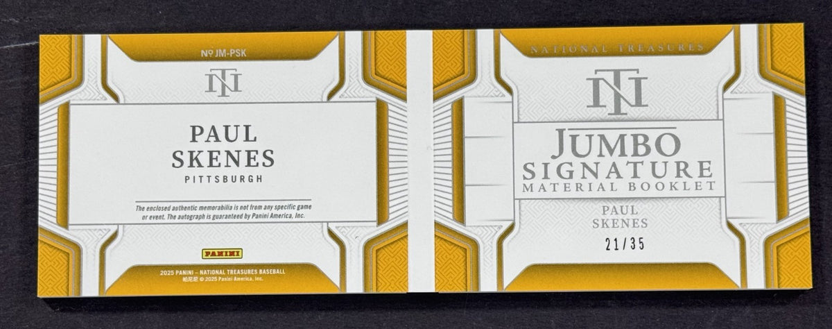 2025 Panini National Treasures Paul Skenes Jumbo Signature Booklet /35 Pirates
