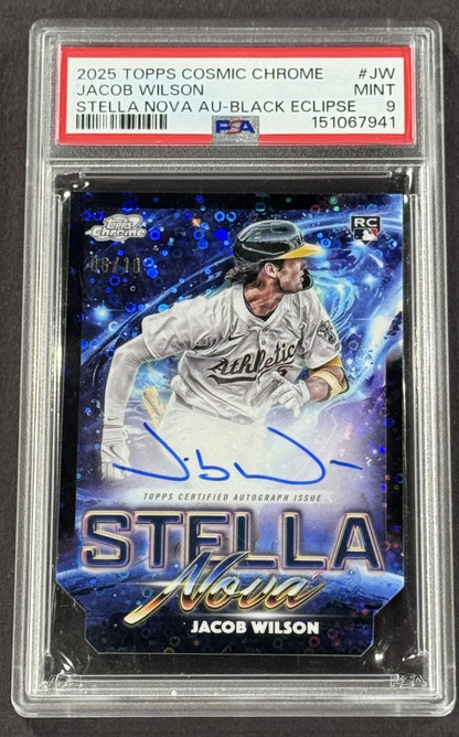 2025 Topps Cosmic Chrome Jacob Wilson StellaNova Black Eclipse Auto /10 PSA 9 RC