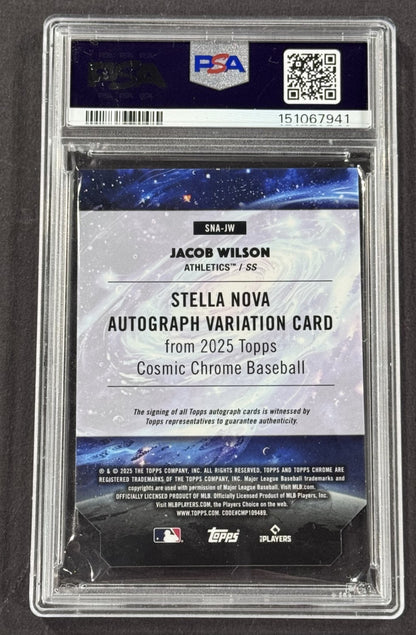 2025 Topps Cosmic Chrome Jacob Wilson StellaNova Black Eclipse Auto /10 PSA 9 RC