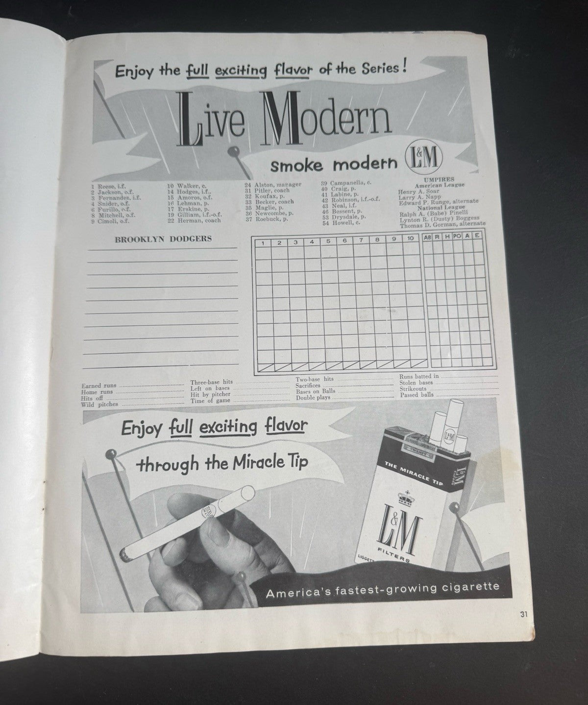 1956 World Series Program New York Yankees vs Brooklyn Dodgers Don Larsen Pg