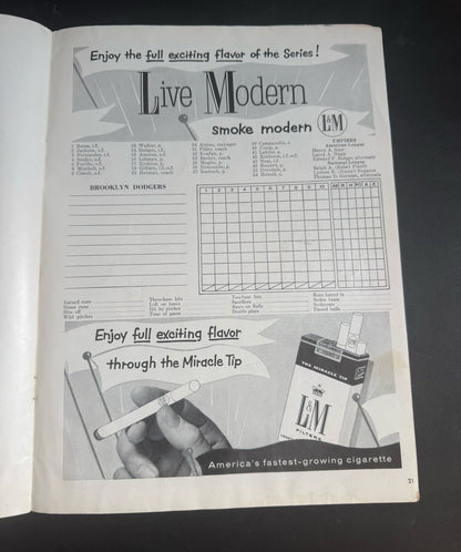 1956 World Series Program New York Yankees vs Brooklyn Dodgers Don Larsen Pg