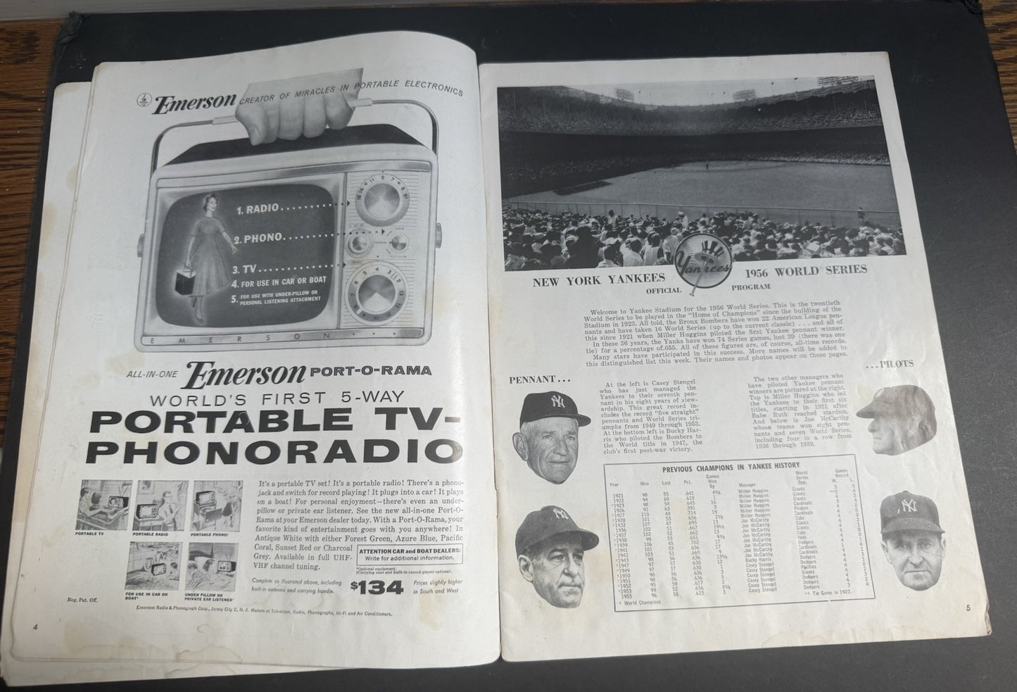 1956 World Series Program New York Yankees vs Brooklyn Dodgers Don Larsen Pg