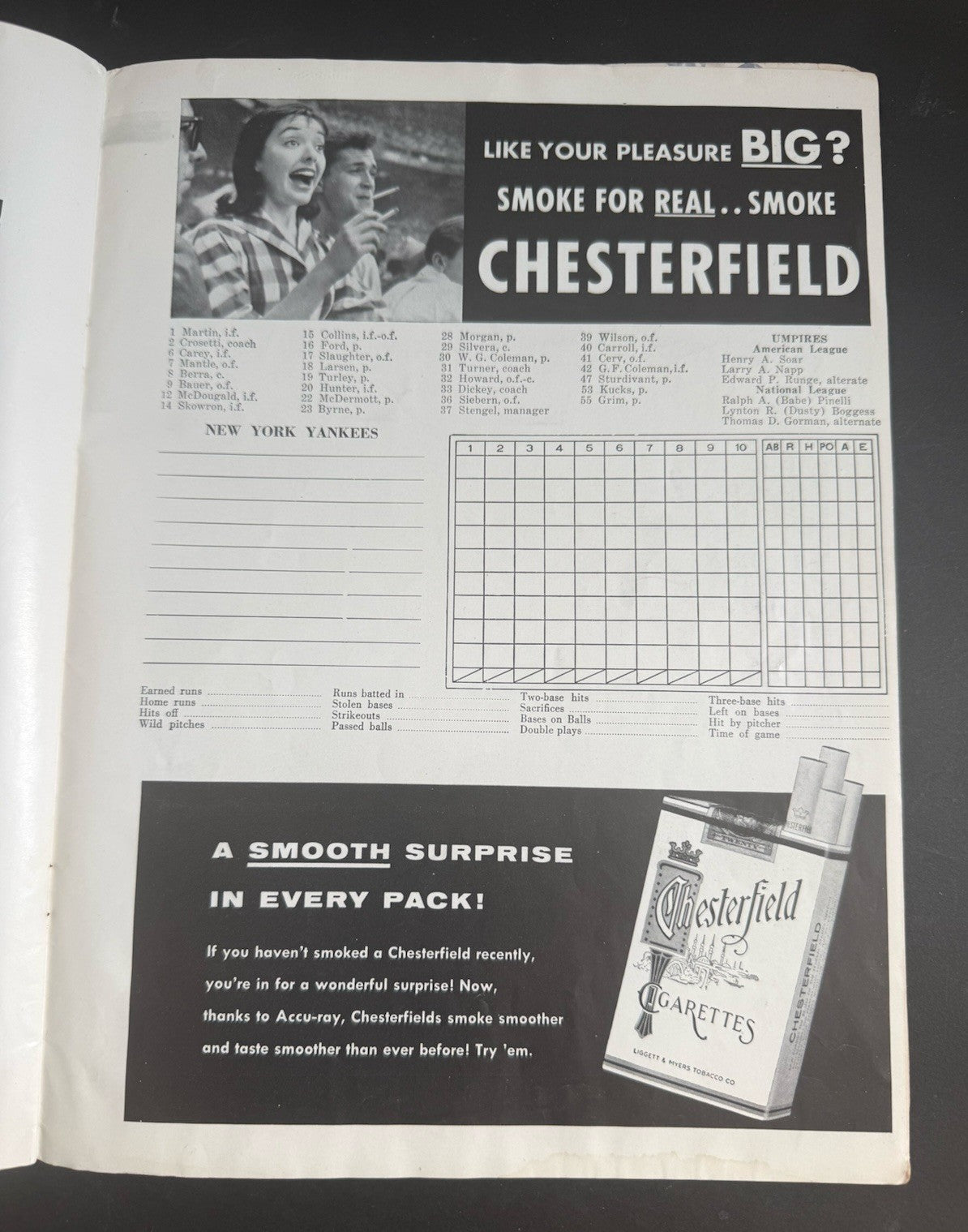 1956 World Series Program New York Yankees vs Brooklyn Dodgers Don Larsen Pg