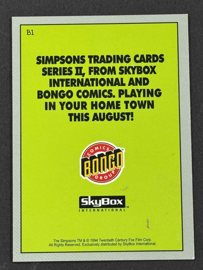 1994 Skybox The Simpsons Series 2 Willy The Dupe Dipkin Promo Card #B1 Isotopes
