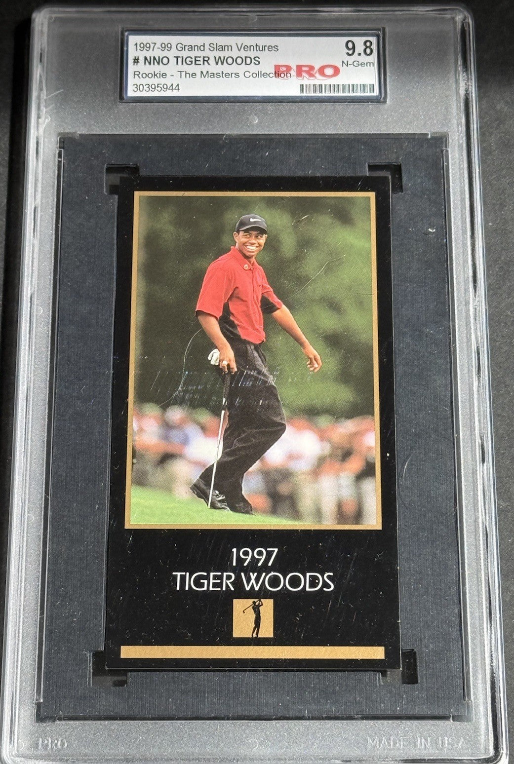 1997 Grand Slam Ventures Tiger Woods Masters Collection GOLD FOIL RC GRADE 9.8