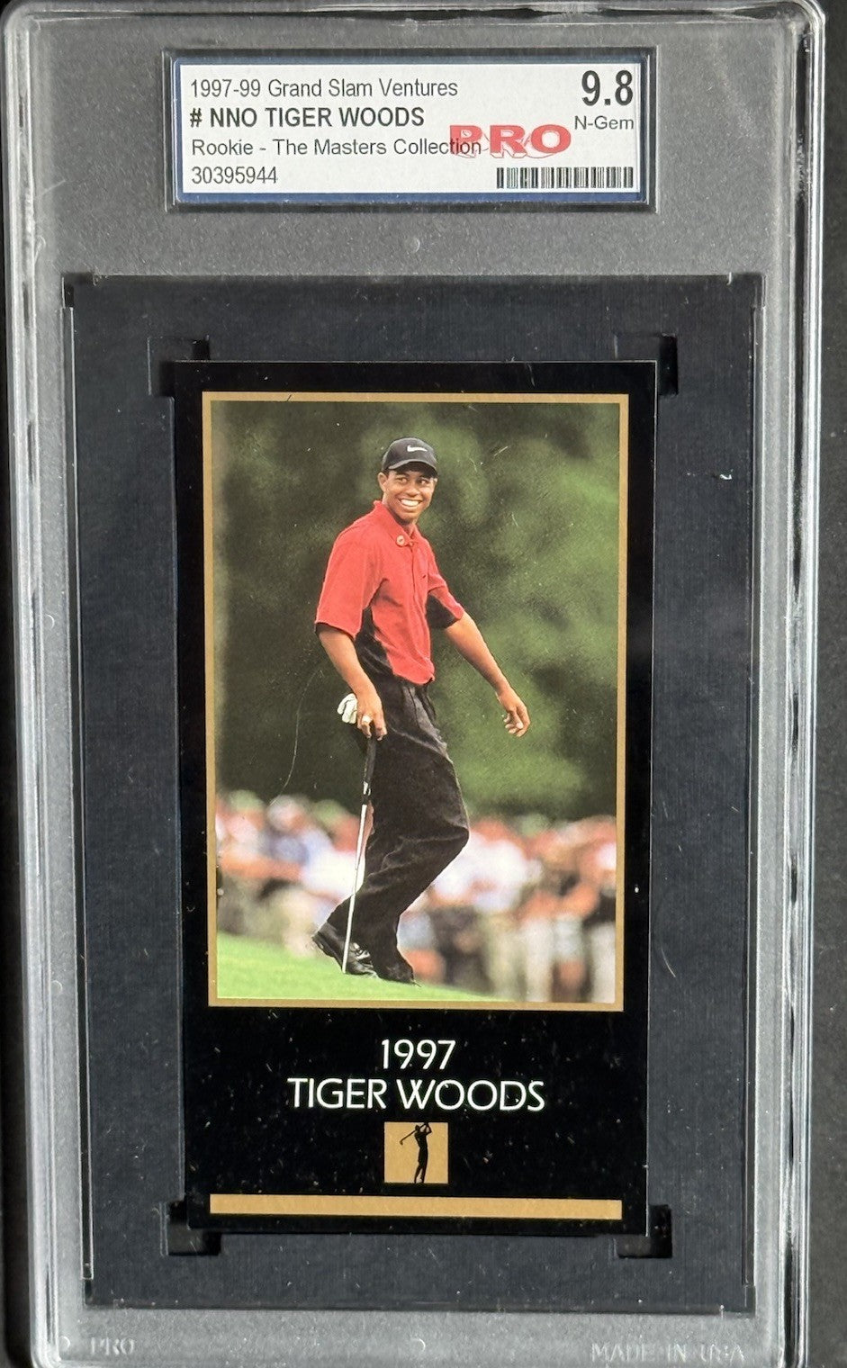 1997 Grand Slam Ventures Tiger Woods Masters Collection GOLD FOIL RC GRADE 9.8