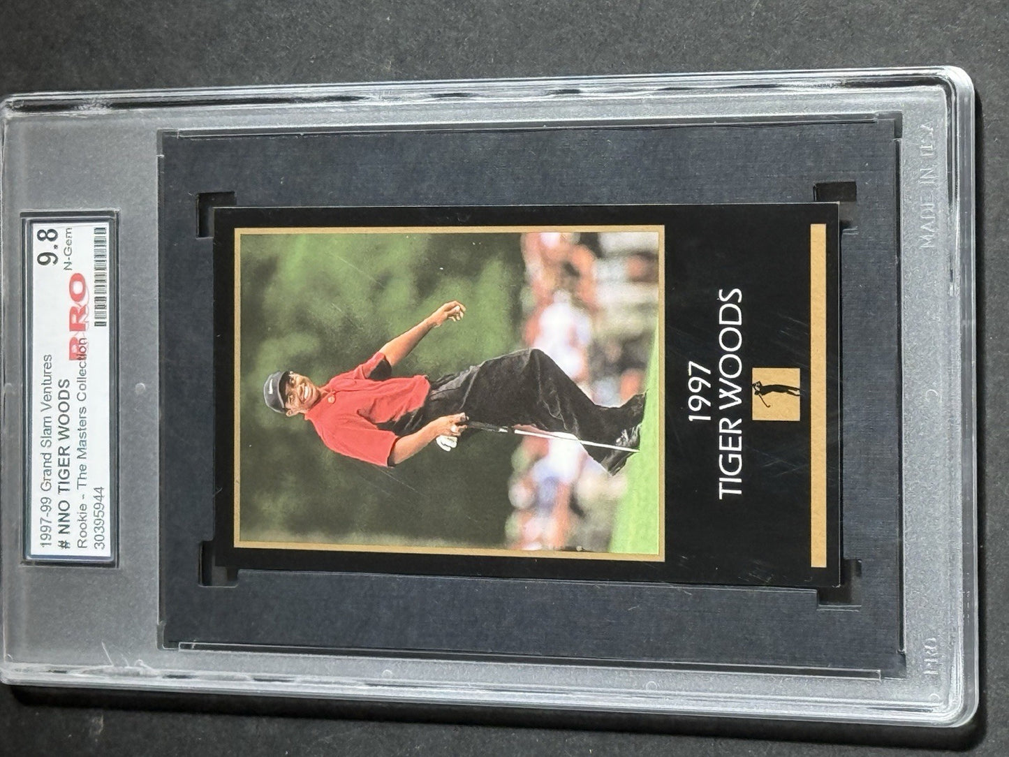1997 Grand Slam Ventures Tiger Woods Masters Collection GOLD FOIL RC GRADE 9.8