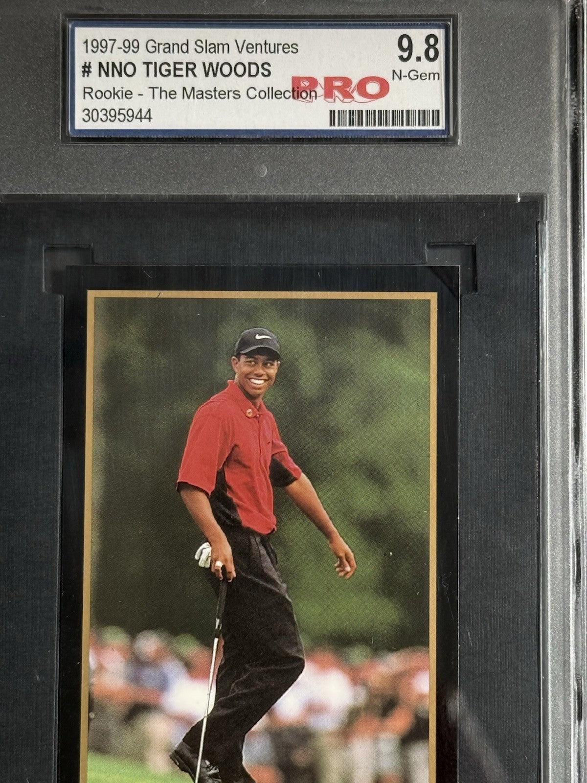1997 Grand Slam Ventures Tiger Woods Masters Collection GOLD FOIL RC GRADE 9.8