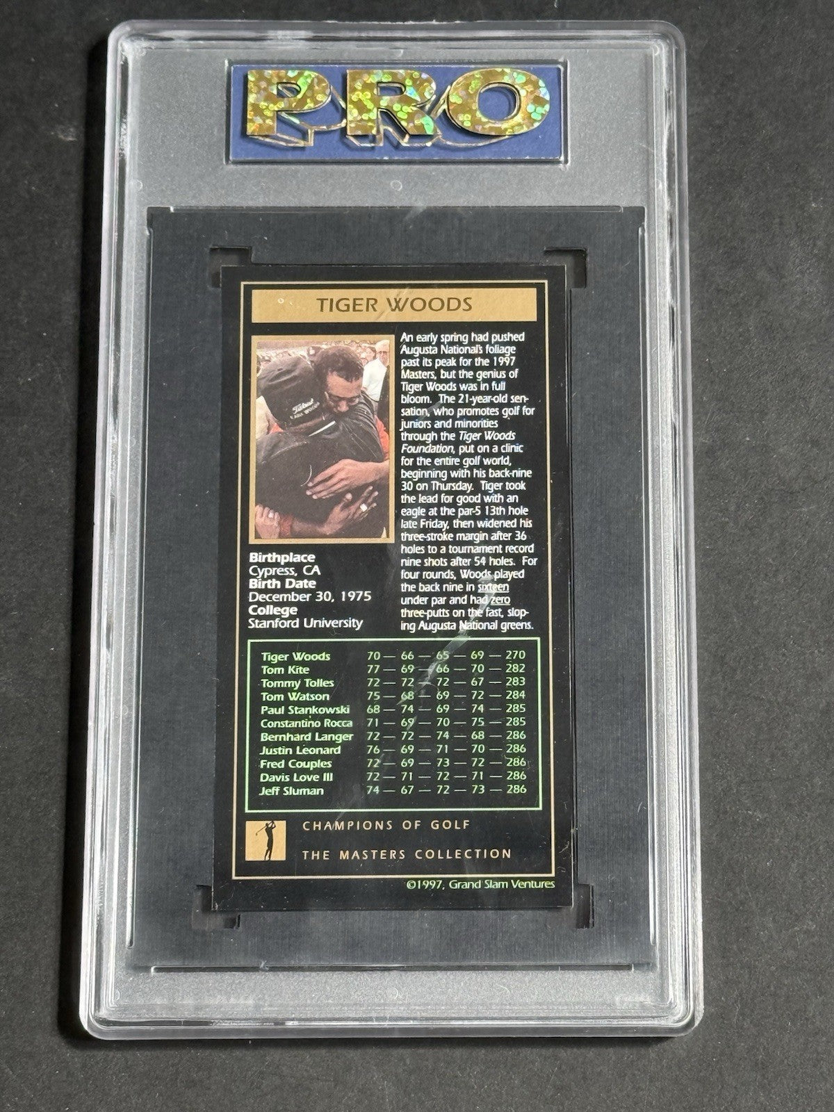 1997 Grand Slam Ventures Tiger Woods Masters Collection GOLD FOIL RC GRADE 9.8
