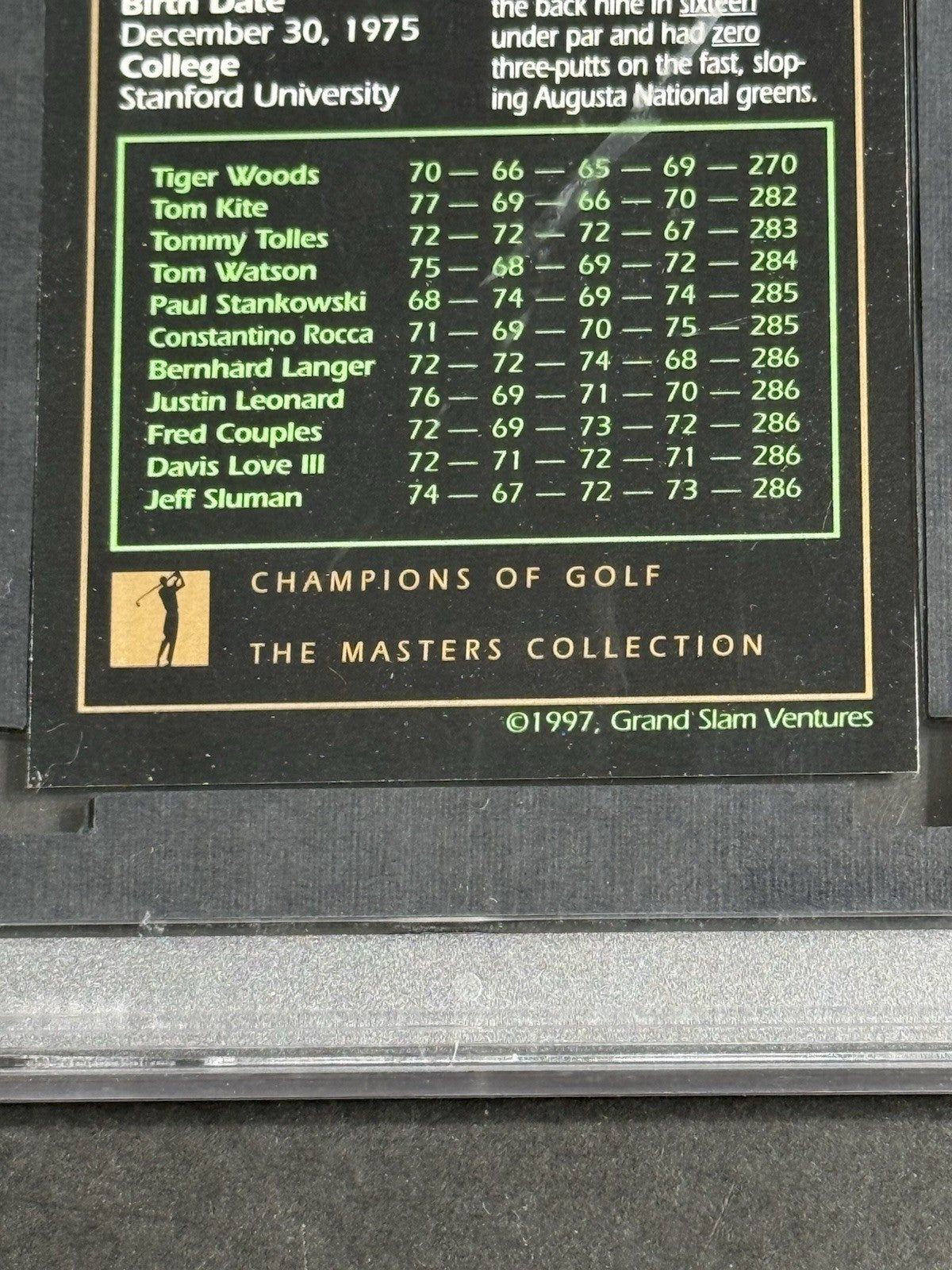 1997 Grand Slam Ventures Tiger Woods Masters Collection GOLD FOIL RC GRADE 9.8