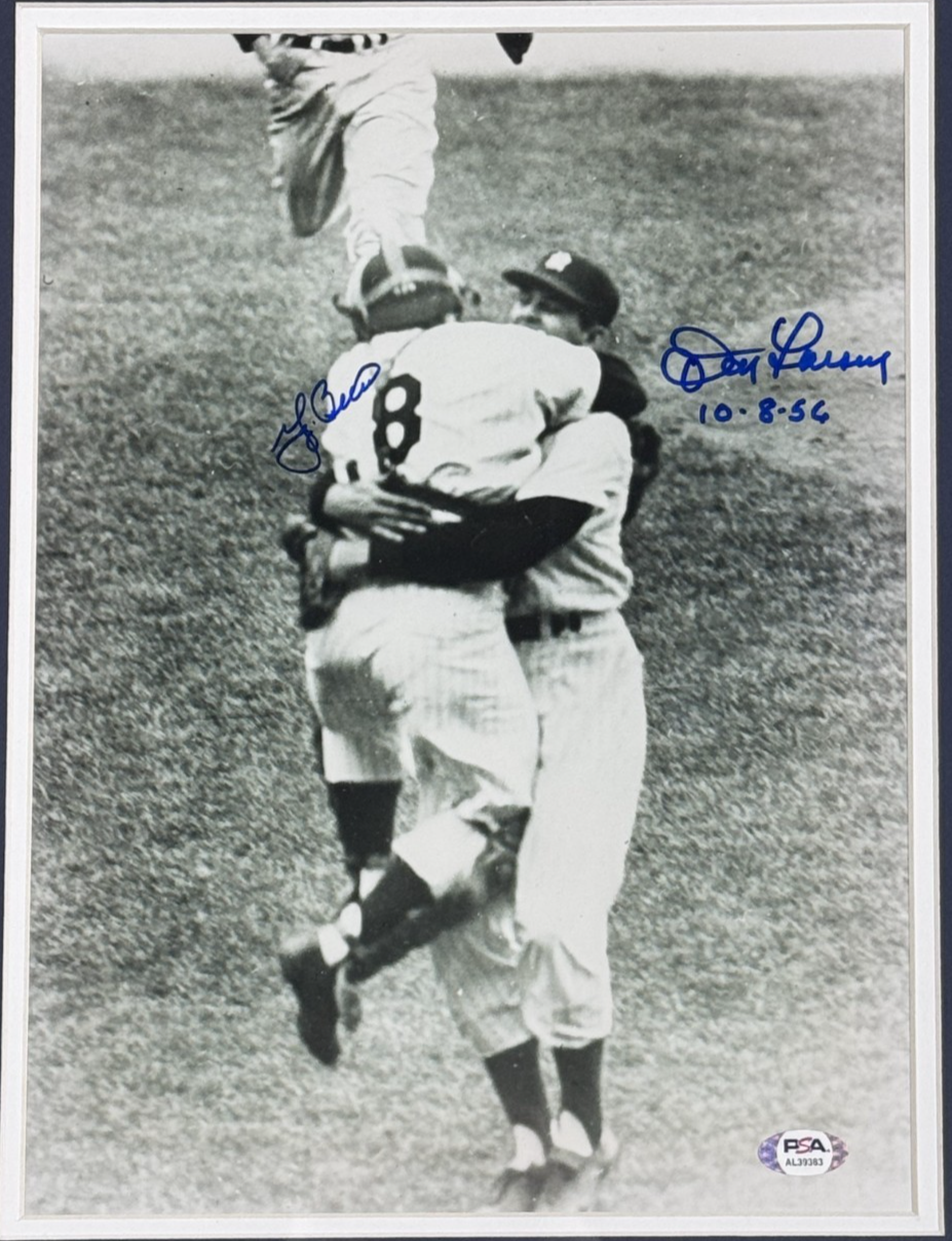 Yogi Berra Don Larsen Signed 11x14 Framed Photo Yankees WS Perfect Game Auto PSA