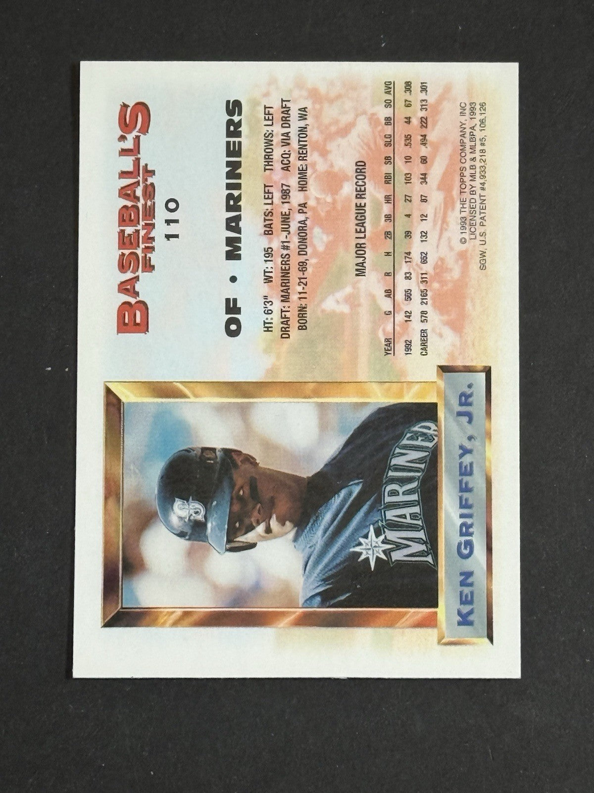 1993 Topps Finest #110 Ken Griffey Jr Seattle Mariners HOF NM - MINT HOF