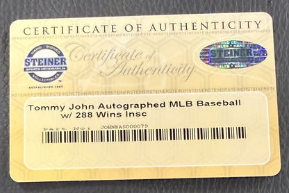 Tommy John Signed Official MLB Baseball NY Yankees 288 Wins Auto Steiner COA
