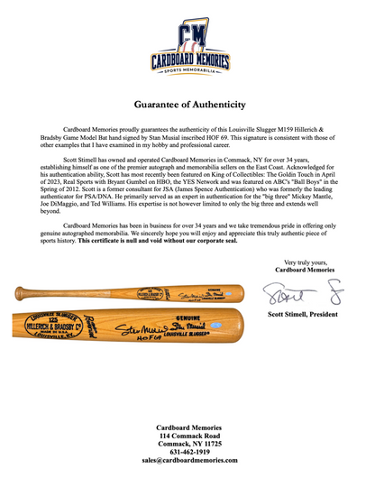 Stan Musial Signed H&B Louisville Slugger M159 Game Model Bat Auto Steiner COA