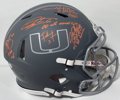 Miami Hurricanes 01 Signed Riddell Slate Auth Helmet 5 Auto JSA COA Gore Portis