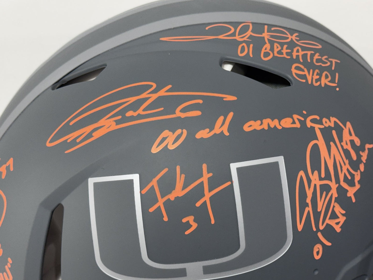Miami Hurricanes 01 Signed Riddell Slate Auth Helmet 5 Auto JSA COA Gore Portis
