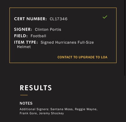 Miami Hurricanes 01 Signed Riddell Slate Auth Helmet 5 Auto JSA COA Gore Portis