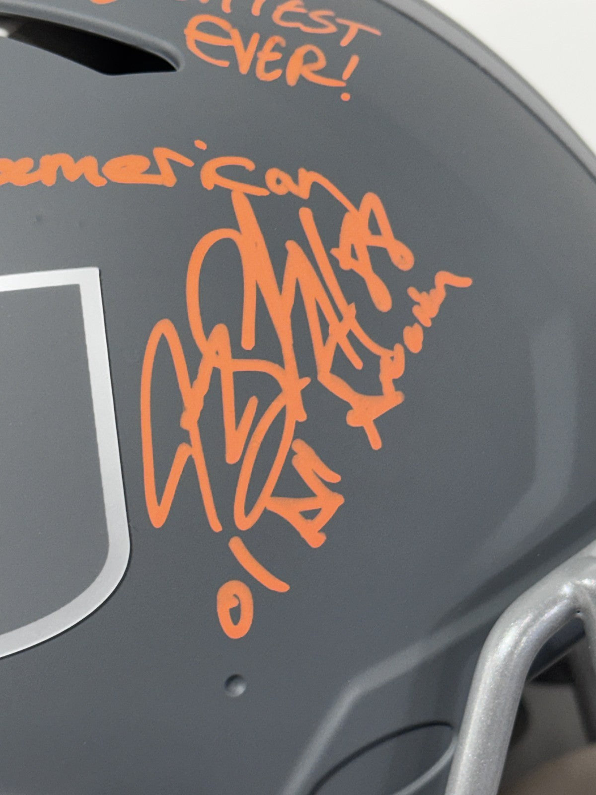 Miami Hurricanes 01 Signed Riddell Slate Auth Helmet 5 Auto JSA COA Gore Portis
