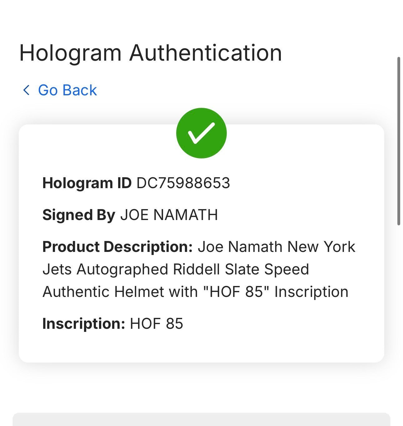 Joe Namath Signed Jets Riddell Slate Speed Authentic Helmet HOF 85 Auto Fanatics
