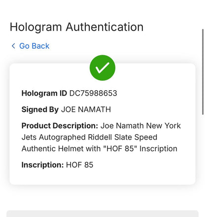 Joe Namath Signed Jets Riddell Slate Speed Authentic Helmet HOF 85 Auto Fanatics
