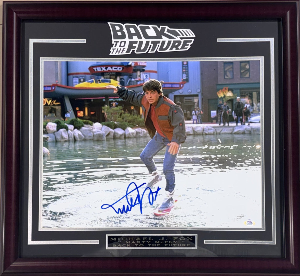 Michael J Fox Signed 16x20 Back To The Future Photo Framed Auto PSA ITP COA
