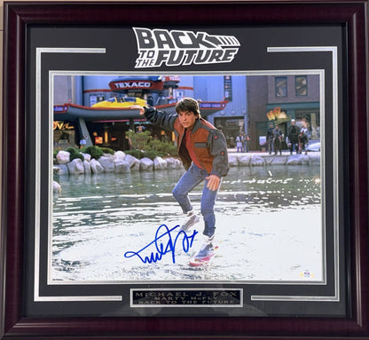 Michael J Fox Signed 16x20 Back To The Future Photo Framed Auto PSA ITP COA